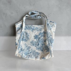 Tote bag toile de jouy bleue