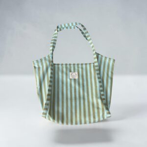 Tote bag à rayures vertes et bleues