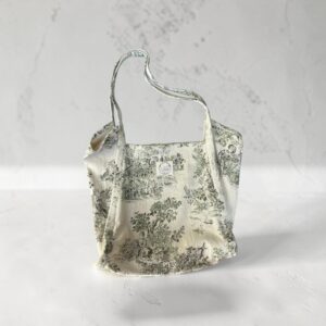 Tote bag toile de jouy verte